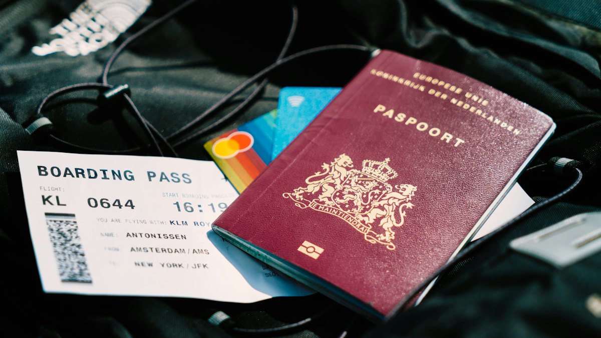 A passport and boarding pass